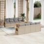 Set de sofás de jardín 9 pzas con cojines ratán sintético beige de , Sofás modulares de exterior - Ref: Foro24-3224484, Preci...