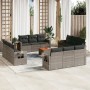 Set sofás de jardín con cojines 13 piezas ratán sintético gris de , Sofás modulares de exterior - Ref: Foro24-3224499, Precio...