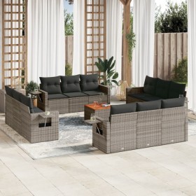 Gartensofa-Set mit Kissen, 13-teilig, graues synthetisches Rattan von , Modulare Sofas für den Außenbereich - Ref: Foro24-322...