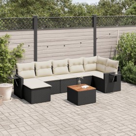 8-teiliges Gartensofa-Set und schwarze synthetische Rattankissen von , Modulare Sofas für den Außenbereich - Ref: Foro24-3224...