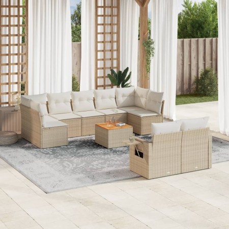 Gartensofa-Set mit beigen Kissen, 10-teilig, synthetisches Rattan von , Modulare Sofas für den Außenbereich - Ref: Foro24-322...