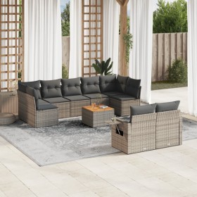 Set de sofás de jardín 10 pzas con cojines ratán sintético gris de , Sofás modulares de exterior - Ref: Foro24-3224716, Preci...