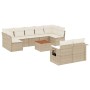 Gartensofa-Set mit beigen Kissen, 10-teilig, synthetisches Rattan von , Modulare Sofas für den Außenbereich - Ref: Foro24-322...