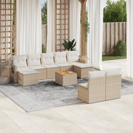 Gartensofa-Set mit beigen Kissen, 10-teilig, synthetisches Rattan von , Modulare Sofas für den Außenbereich - Ref: Foro24-322...