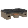 10-teiliges Gartensofa-Set mit grauen synthetischen Rattankissen von , Modulare Sofas für den Außenbereich - Ref: Foro24-3224...