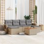 7-teiliges Gartensofa-Set und beigefarbene synthetische Rattankissen von , Modulare Sofas für den Außenbereich - Ref: Foro24-...