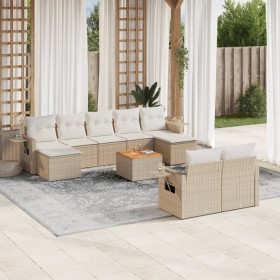 Gartensofa-Set mit beigen Kissen, 10-teilig, synthetisches Rattan von , Modulare Sofas für den Außenbereich - Ref: Foro24-322...