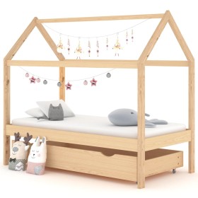 Pine wood children's bed frame with drawer 80x160 cm by vidaXL, Cribs and beds for children - Ref: Foro24-322137, Price: 142,...