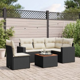 6-teiliges Gartensofa-Set und schwarze synthetische Rattankissen von , Gartensets - Ref: Foro24-3256455, Preis: 382,66 €, Rab...