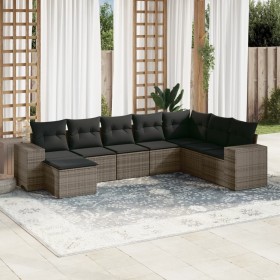 Set de sofás de jardín 8 pzas y cojines ratán sintético gris de , Conjuntos de jardín - Ref: Foro24-3255297, Precio: 524,99 €...