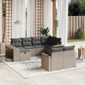 10-teiliges Gartensofa-Set mit grauen synthetischen Rattankissen von , Gartensets - Ref: Foro24-3266240, Preis: 609,60 €, Rab...