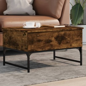 Mesa de centro madera ingeniería y metal roble humo 70x50x40 cm de , Mesas de centro - Ref: Foro24-845373, Precio: 67,72 €, D...