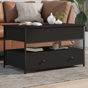 Engineered wood and black metal coffee table 85x50x50 cm by , Coffee table - Ref: Foro24-845386, Price: 94,26 €, Discount: %