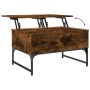 Mesa de centro madera ingeniería y metal roble humo 70x50x40 cm de , Mesas de centro - Ref: Foro24-845373, Precio: 67,72 €, D...