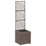 Trellis and flowerbed 1 pot brown synthetic rattan 30x30x107 cm by vidaXL, Pots and planters - Ref: Foro24-46936, Price: 63,4...