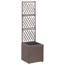 Trellis and flowerbed 1 pot brown synthetic rattan 30x30x107 cm by vidaXL, Pots and planters - Ref: Foro24-46936, Price: 60,9...