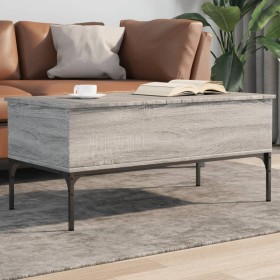 Mesa de centro madera ingeniería metal gris Sonoma 100x50x45cm de , Mesas de centro - Ref: Foro24-845414, Precio: 63,82 €, De...