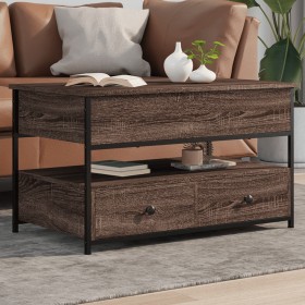 Mesa de centro madera ingeniería metal marrón roble 85x50x50 cm de , Mesas de centro - Ref: Foro24-845390, Precio: 103,93 €, ...