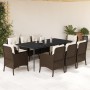 Set comedor para jardín 9 pzas y cojines ratán sintético marrón de , Conjuntos de jardín - Ref: Foro24-3211940, Precio: 938,6...