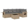 Gartensofa-Set mit Kissen, 6-teilig, beiges synthetisches Rattan von , Gartensets - Ref: Foro24-3220138, Preis: 426,61 €, Rab...