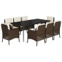 Set comedor para jardín 9 pzas y cojines ratán sintético marrón de , Conjuntos de jardín - Ref: Foro24-3211940, Precio: 938,6...