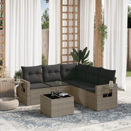 6-piece garden furniture set and gray synthetic rattan cushions by , Garden sets - Ref: Foro24-3220159, Price: 413,01 €, Disc...