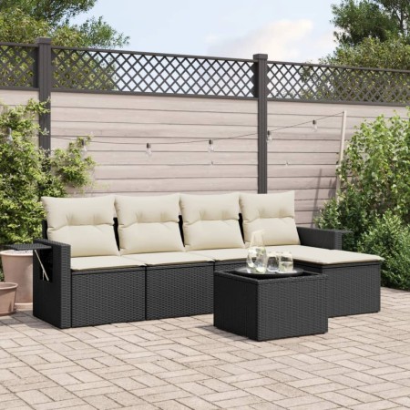 6-teiliges Gartensofa-Set und schwarze synthetische Rattankissen von , Gartensets - Ref: Foro24-3220095, Preis: 379,87 €, Rab...