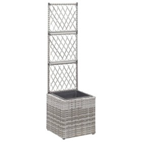 Trellis and flowerbed 1 pot gray synthetic rattan 30x30x107 cm by vidaXL, Pots and planters - Ref: Foro24-46933, Price: 58,55...