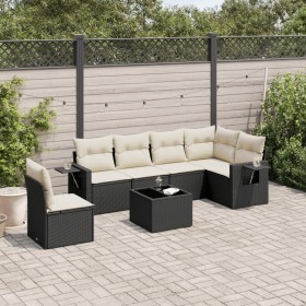 7-teiliges Garten-Essset und schwarze Kissen aus synthetischem Rattan von , Gartensets - Ref: Foro24-3220235, Preis: 483,99 €...