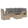 Gartensofa-Set mit Kissen, 6-teilig, beiges synthetisches Rattan von , Gartensets - Ref: Foro24-3220178, Preis: 426,61 €, Rab...