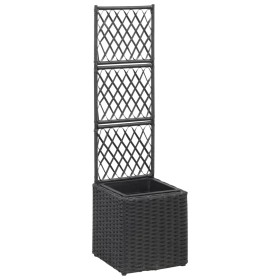 Lattice and flowerbed 1 black synthetic rattan pot 30x30x107 cm by vidaXL, Pots and planters - Ref: Foro24-46930, Price: 63,9...