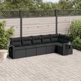 Set de sofás de jardín 6 piezas y cojines ratán sintético negro de , Conjuntos de jardín - Ref: Foro24-3220184, Precio: 422,6...