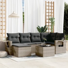 7-piece garden sofa set with gray PE rattan cushions by , Garden sets - Ref: Foro24-3220469, Price: 457,86 €, Discount: %