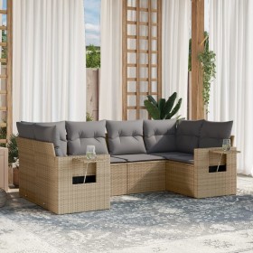 Gartensofa-Set mit Kissen, 6-teilig, beiges synthetisches Rattan von , Gartensets - Ref: Foro24-3220578, Preis: 422,44 €, Rab...