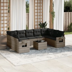 10-teiliges Gartensofa-Set mit grauen synthetischen Rattankissen von , Gartensets - Ref: Foro24-3220609, Preis: 688,90 €, Rab...