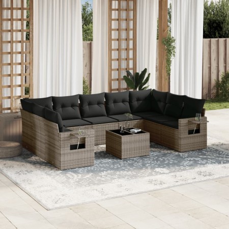 Set de sofás de jardín 10 pzas con cojines ratán sintético gris de , Conjuntos de jardín - Ref: Foro24-3220609, Precio: 667,1...