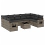 10-teiliges Gartensofa-Set mit grauen synthetischen Rattankissen von , Gartensets - Ref: Foro24-3220609, Preis: 652,99 €, Rab...