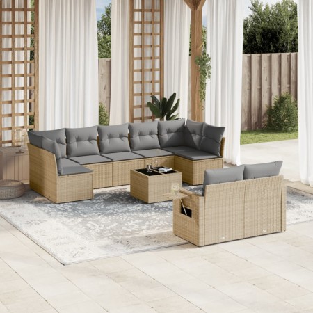 Garden sofa set with beige cushions 10 pieces synthetic rattan by , Garden sets - Ref: Foro24-3220628, Price: 662,93 €, Disco...