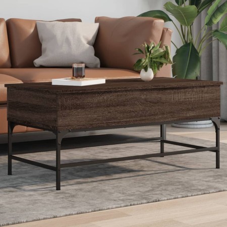 Brown oak metal engineered wood coffee table 100x50x45cm by , Coffee table - Ref: Foro24-845400, Price: 66,91 €, Discount: %