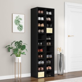 Black plywood shoe cabinet 54x34x183 cm by vidaXL, Shoe racks and shoe organizers - Ref: Foro24-800370, Price: 160,54 €, Disc...