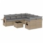 9-teiliges Gartensofa-Set mit beigen synthetischen Rattankissen von , Gartensets - Ref: Foro24-3219958, Preis: 599,99 €, Raba...