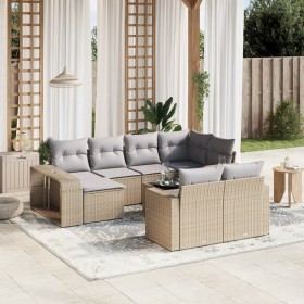 11-teiliges Gartensofa-Set mit beigen synthetischen Rattankissen von , Modulare Sofas für den Außenbereich - Ref: Foro24-3261...