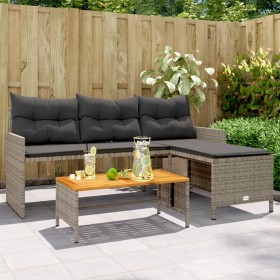 L-förmiges Gartensofa mit Tisch und grauen PE-Rattankissen von , Outdoor-Sofas - Ref: Foro24-365582, Preis: 228,46 €, Rabatt: %