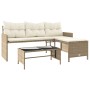 L-shaped garden sofa with beige PE rattan table and cushions by , Outdoor sofas - Ref: Foro24-365575, Price: 291,65 €, Discou...