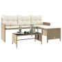 L-shaped garden sofa with beige PE rattan table and cushions by , Outdoor sofas - Ref: Foro24-365575, Price: 291,65 €, Discou...