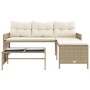 L-shaped garden sofa with beige PE rattan table and cushions by , Outdoor sofas - Ref: Foro24-365575, Price: 291,65 €, Discou...