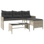 L-förmiges Gartensofa mit Tisch und hellgrauen PE-Rattankissen von , Outdoor-Sofas - Ref: Foro24-365577, Preis: 245,24 €, Rab...