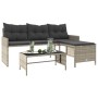 L-förmiges Gartensofa mit Tisch und hellgrauen PE-Rattankissen von , Outdoor-Sofas - Ref: Foro24-365577, Preis: 245,24 €, Rab...