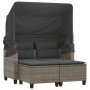 2 seater garden sofa with awning and gray PE rattan stools by , Outdoor sofas - Ref: Foro24-365783, Price: 427,29 €, Discount: %