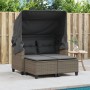 2 seater garden sofa with awning and gray PE rattan stools by , Outdoor sofas - Ref: Foro24-365783, Price: 427,29 €, Discount: %